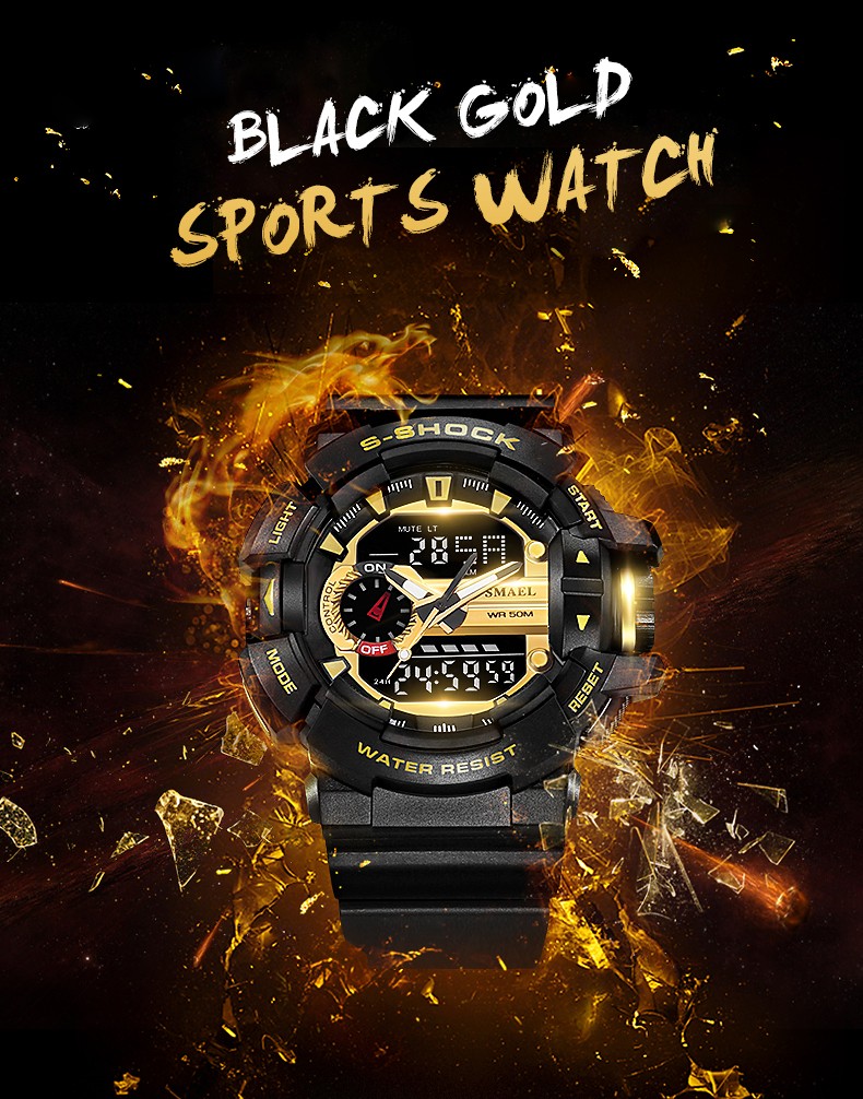 SMAEL Jam Tangan Digital Luminous - 1436 - Black/Blue 
